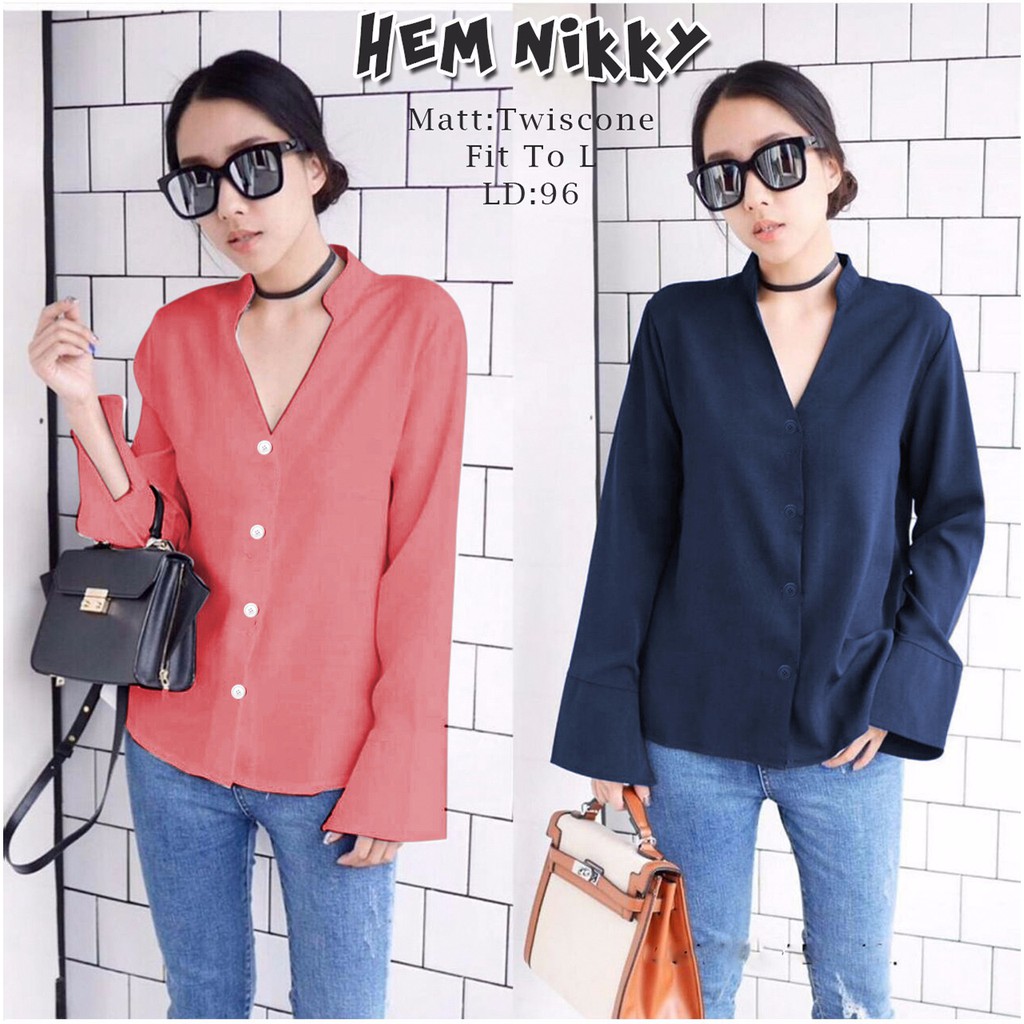 [Hem nikky NI] Kemeja Wanita Twiscone Varian Warna