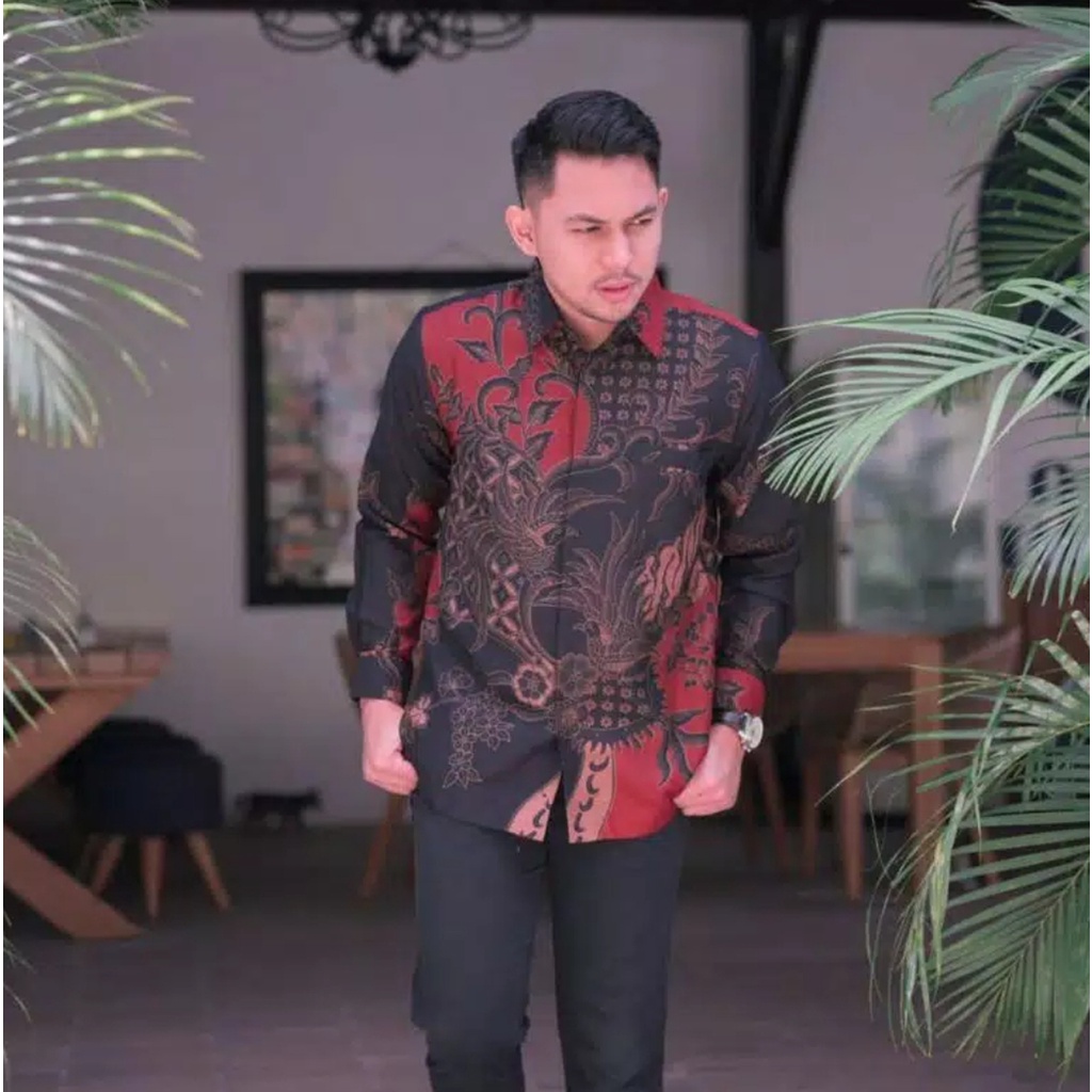[ COD ] Kemeja Batik Pria Lengan Panjang Kemeja Pria trendy Batik solo COD
