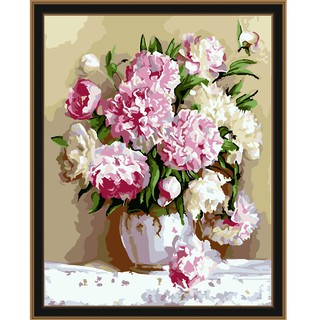 yilan Lukisan Kanvas Cat Minyak DIY Gambar Bunga Peony ...