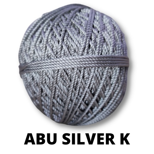 BENANG ABU SILVER ,, BENANG RAJUT BILAL POLY KILAP & DOP PER PCS (1 GULUNG)