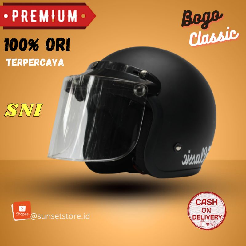 Helem Helm Bogo Cewek Wanita Pria Dewasa Klasik Polos Hitam Terlaris Kekinian