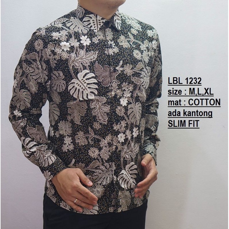 LBL1232 HEM KEMEJA BATIK SLIM FIT LENGAN PANJANG LUIGI BATANI