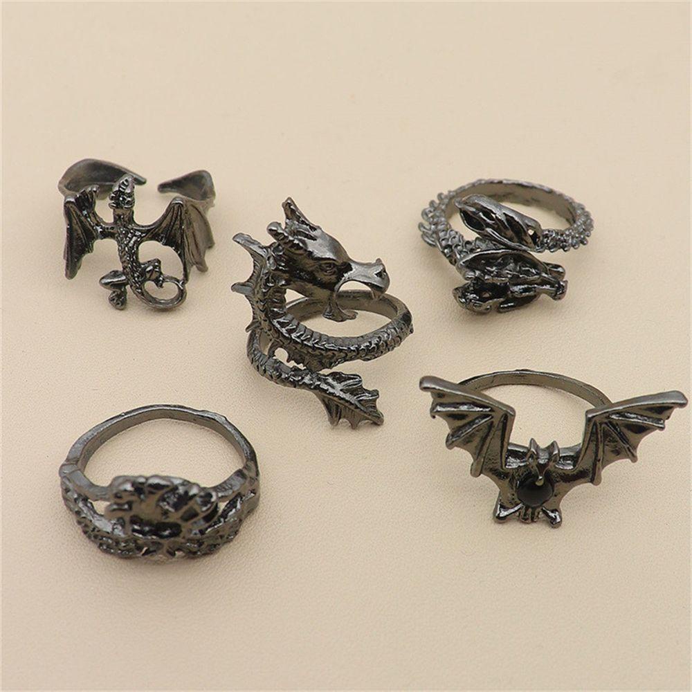 Nanas 5 Pcs Cincin Set Jari Perhiasan Vintage Punk Kelelawar Boho Hip Hop Aksesoris Tangan