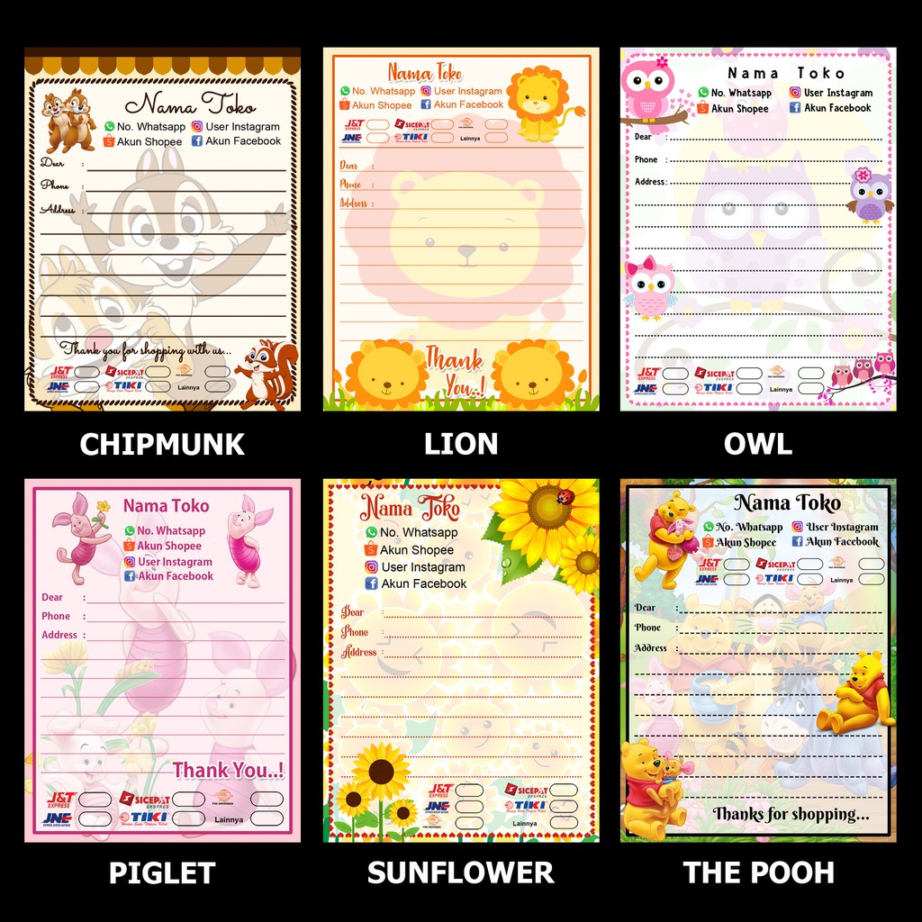 

Alafaproject Chipmunk, Lion, Piglet, Sunflower, Owl, The Pooh Stiker Pengiriman - Shipping Stiker - Label Pengiriman - Stiker Custom - Label Alamat Online Shop