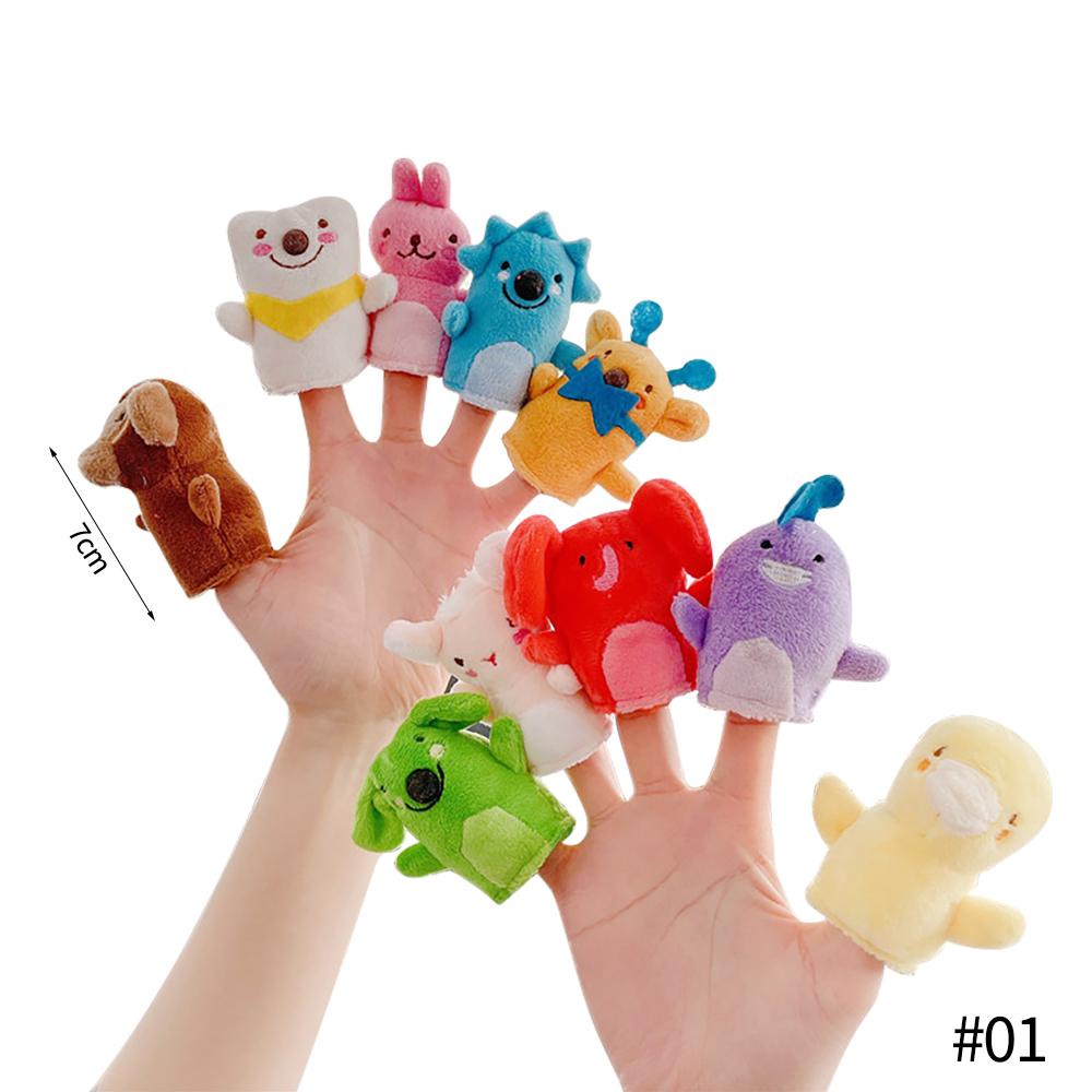 Timekey Mainan Boneka Jari Puppet Plush Kartun Hewan Mini Untuk Edukasi Anak E2X9