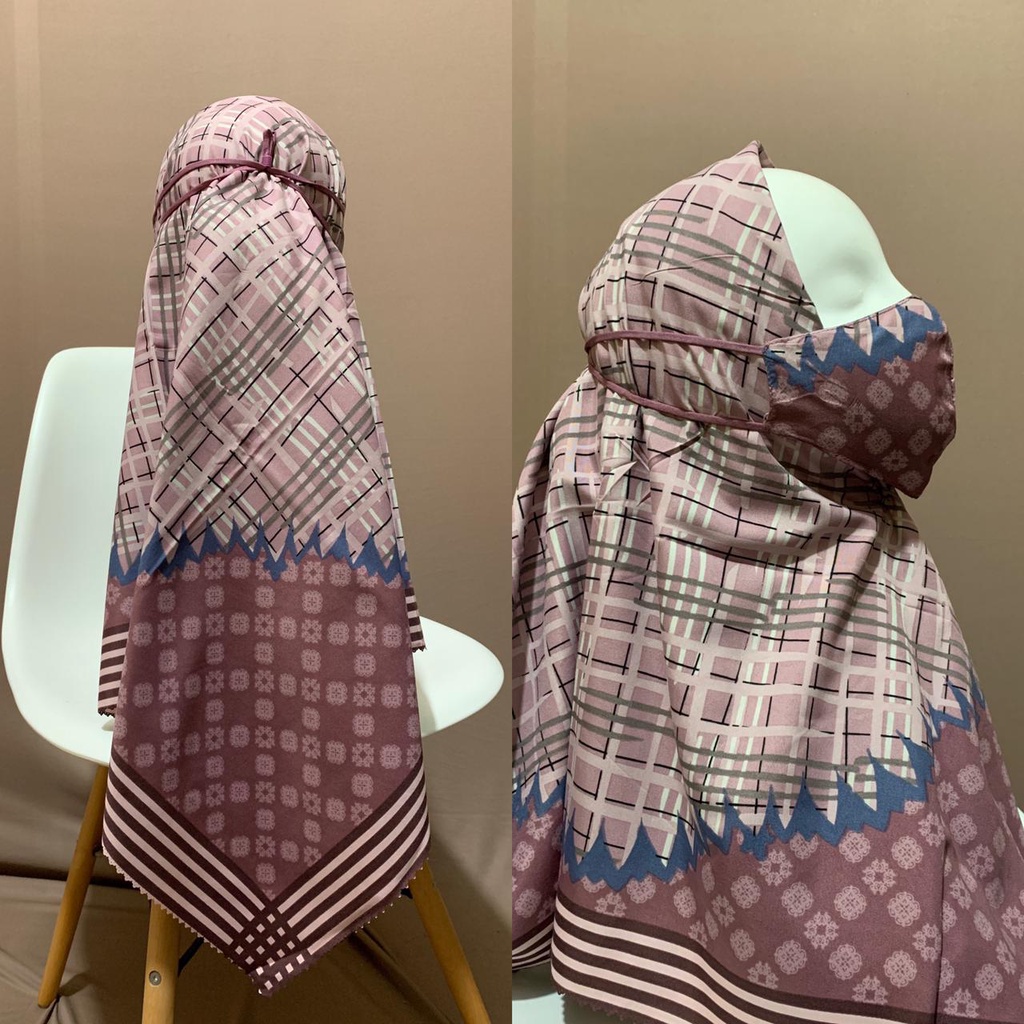 Jilbab Voal Miracle Plain Print Motif + Masker Pilih Motif