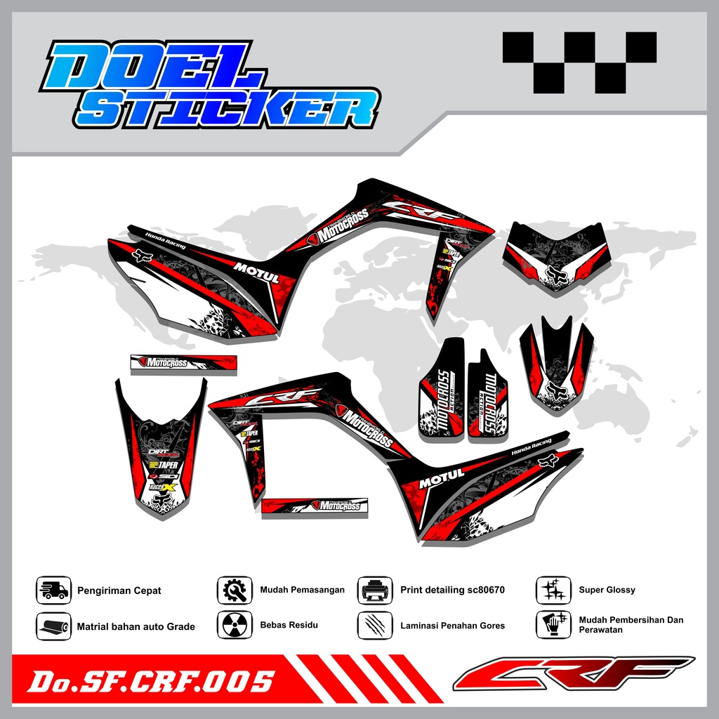 Sticker Striping Semifull CRF 150L List Variasi Hologram Pelangi,Crome Doel 005