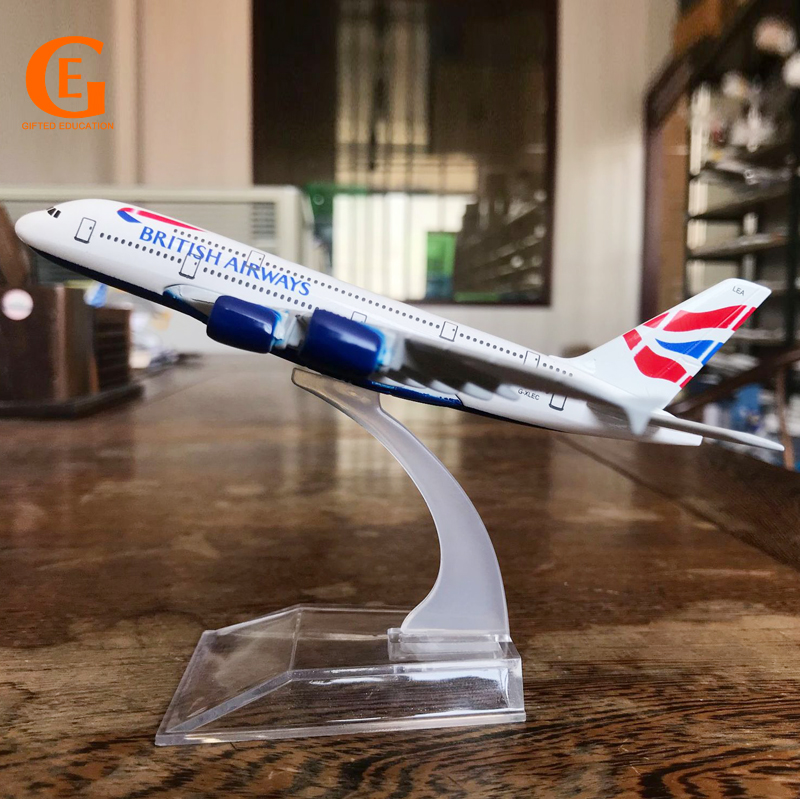 Miniatur Diecast Pesawat UK Airbus 380 A380 Bahan Alloy Metal Ukuran 16CM Untuk Koleksihadiah