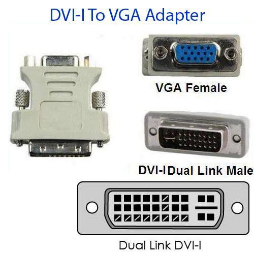 Converter DVI-I 24+5 pin (M) to VGA (F) Dual Link Adapter DVI I TO VGA