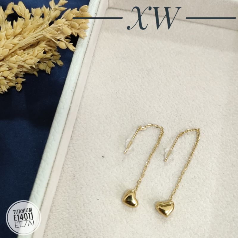 Anting Titanium Stud Love Jurai warna gold E14011