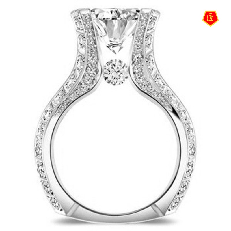 [Ready Stock]18K Rose Gold Square Diamond Ring Luxury Graceful and Fashionable