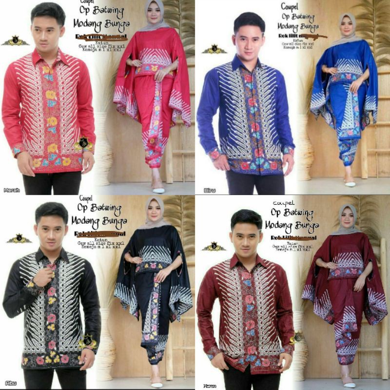 Couple set batwing modang kembang