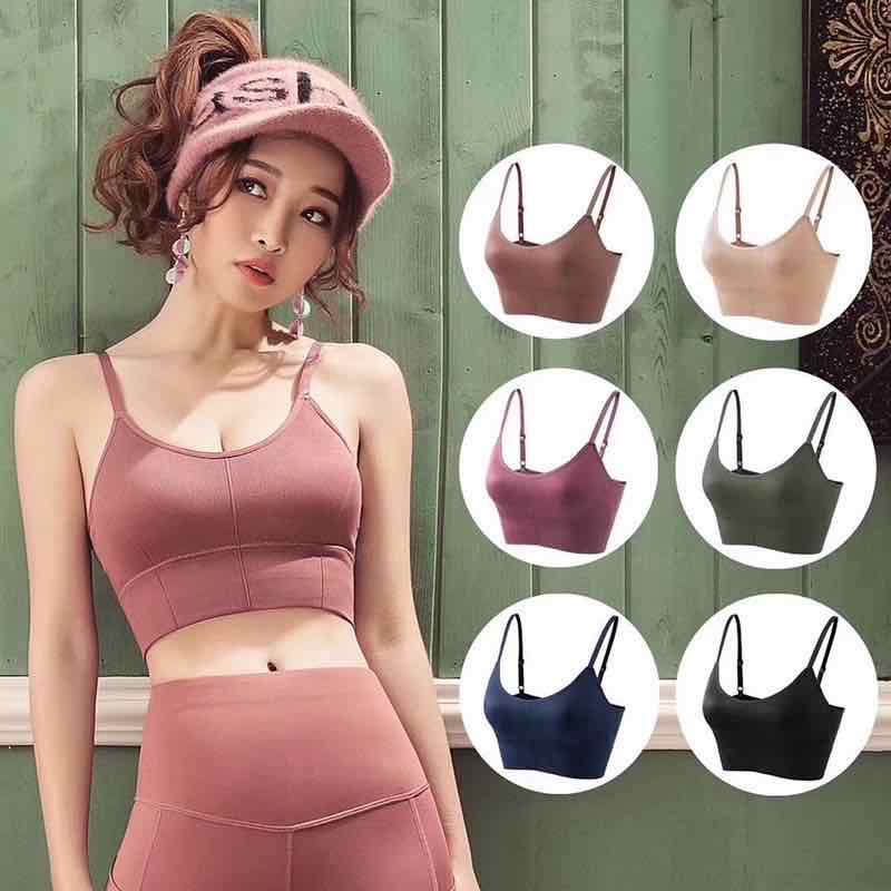 Bra Sport Wanita Model Seamless dengan Tali Strap dan Isi Busa Bergaya Sexy / Sport Aerobic Bra