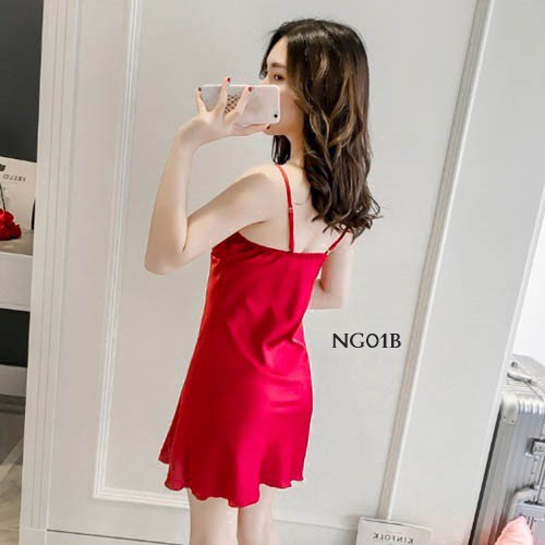 [PRODUK TERMURAH] BAJU TIDUR SEXY NIGHT GOWN HOMEDRESS SATIN MERAH NG01B