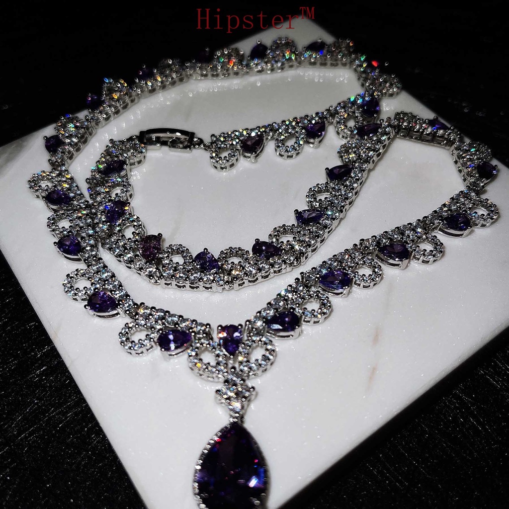 High-End Custom Luxury Micro-Inlaid Diamond Amethyst Pendant Necklace