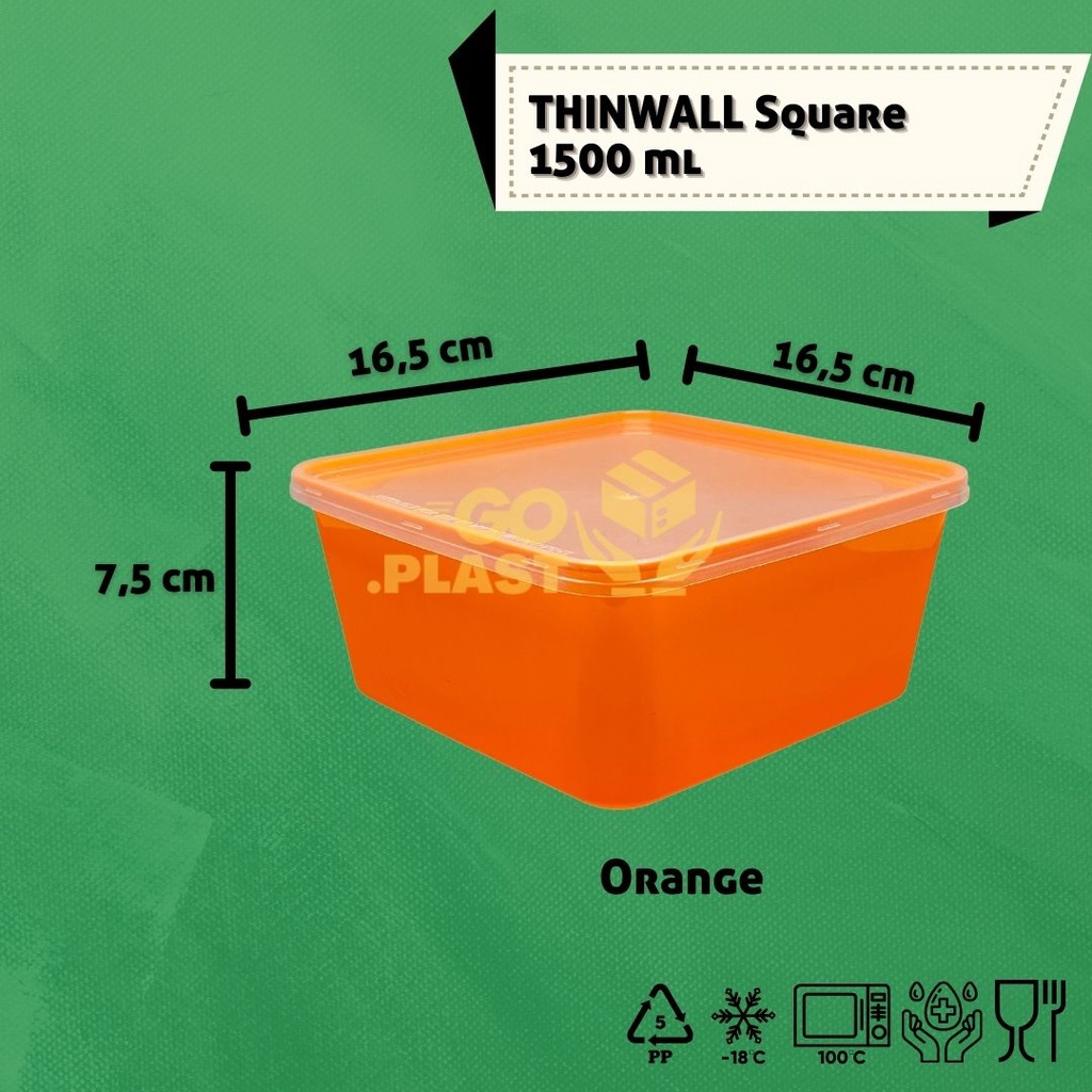 THINWALL 1500 ML WARNA / KOTAK MAKAN PLASTIK 1500 ML WARNA ISI 6 PCS