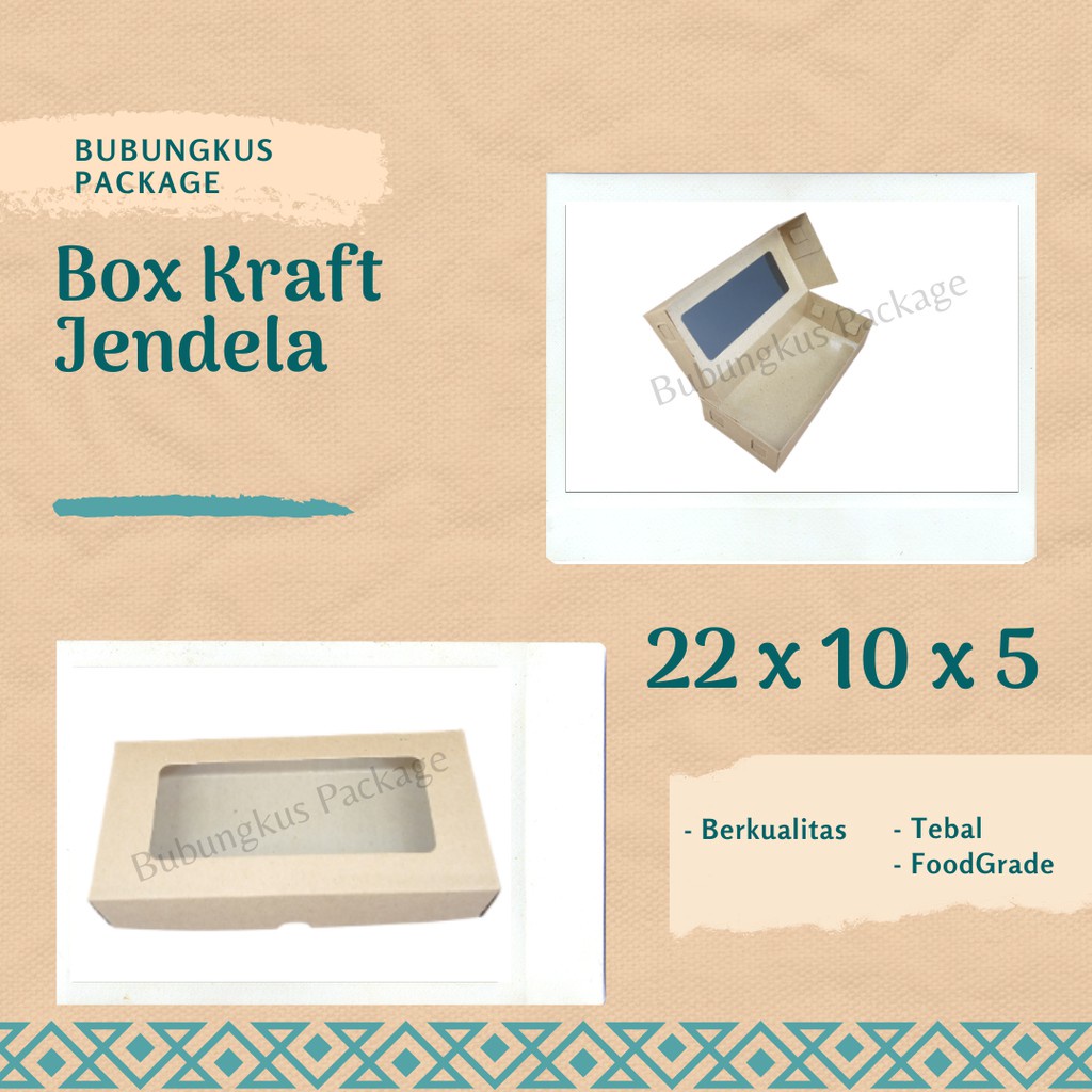 Box Brownies Kraft 22 x 10 Jendela 1pcs / Kotak Brownies / Kotak Kue Brownies