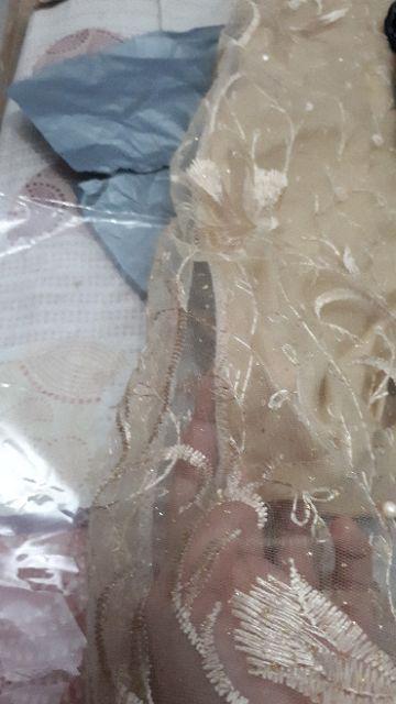 Zola_batik Batik Couple Brokat Tile Selendang Nuna Silver Azzura High Quality
