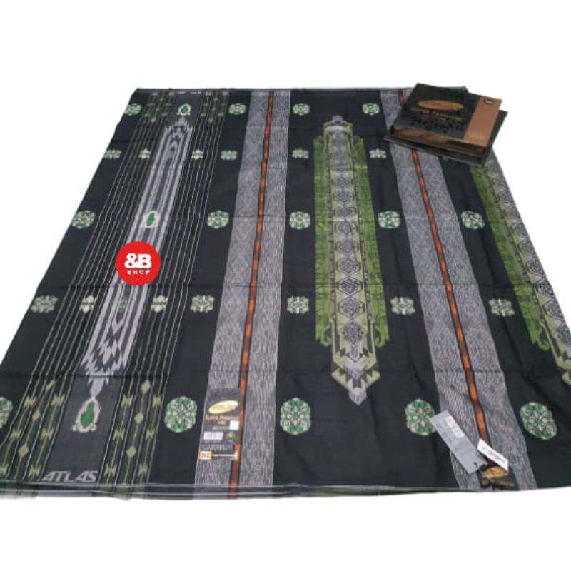 sarung atlas super premium gold 955 original songket liris hitam silver kombinasi hijau