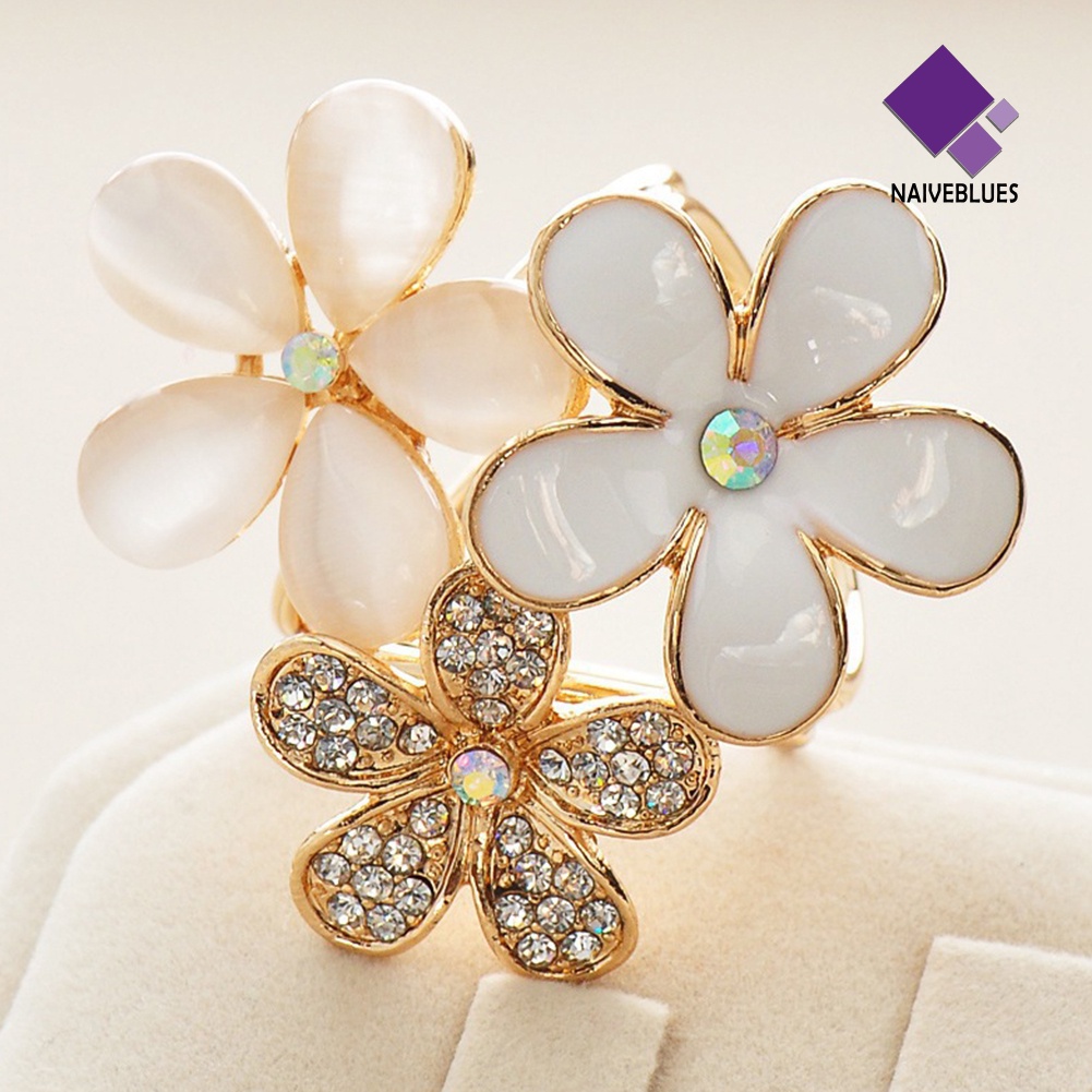 Naiveblue &gt; Bros Pin Klip Desain Bunga Hias Berlian Imitasi Aksesoris Wanita