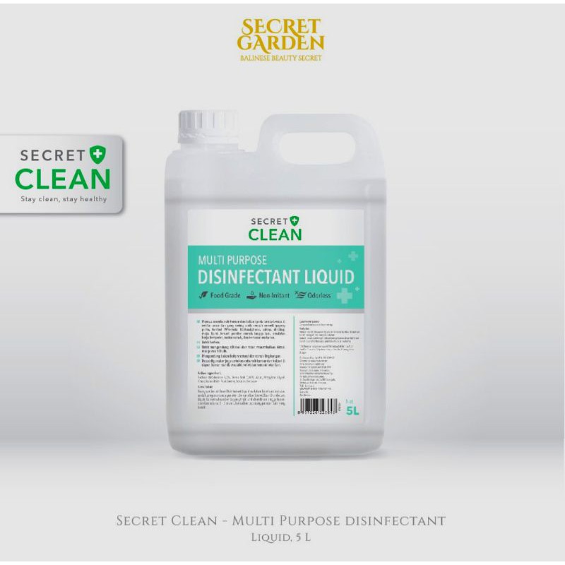 Desinfektan secret clean 5 liter foodgrade disinfektan secret garden multi purpose sanitizer 5 liter