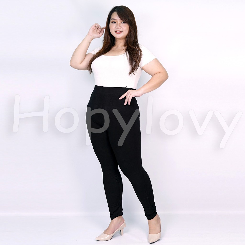 HOPYLOVY - Legging Jumbo Wanita Khusus Hitam Ukuran Besar Spandek Premium Novela