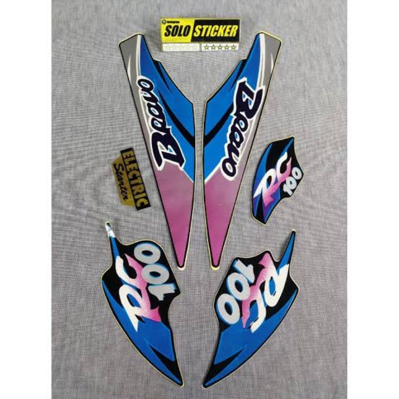 Striping Lis Stiker Standar Ori Suzuki Bravo Rc 100 Hitam biru Striping Lis Stiker ORI Rc100