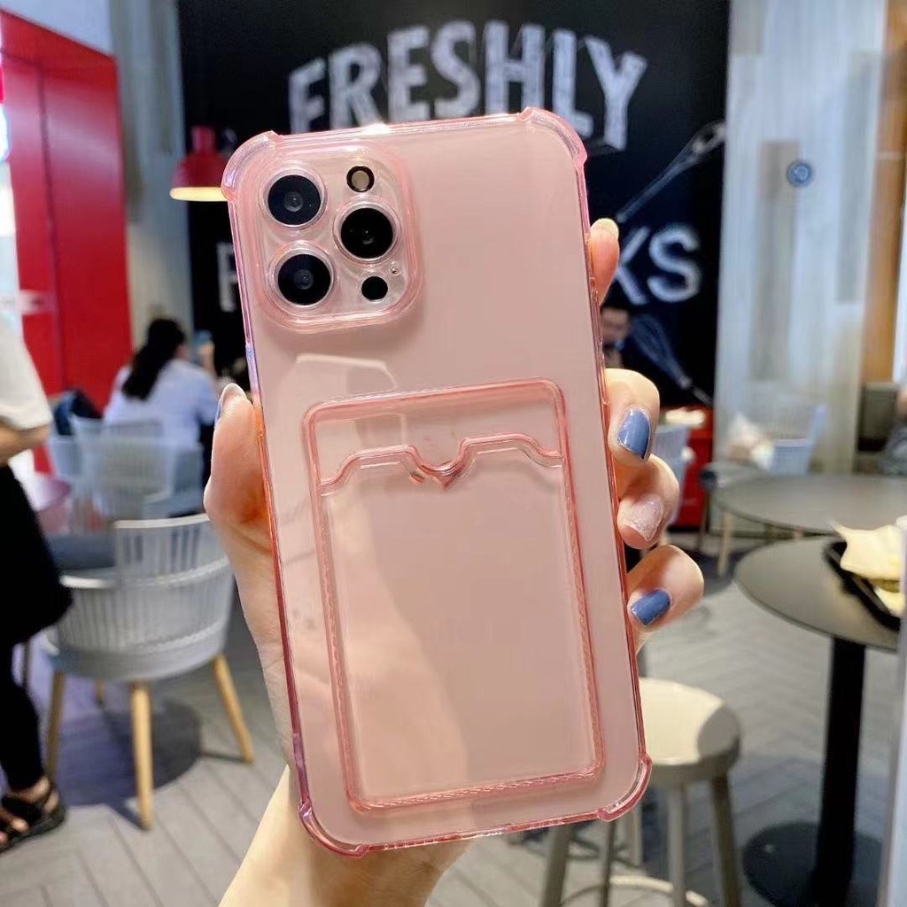 IPHONE Casing Slot Kartu Bening Untuk Iphone13 11 12 Pro Max Mini X XS XR SE2 6 6s 78 Plus SE Bening Shockproof Soft Dompet Case