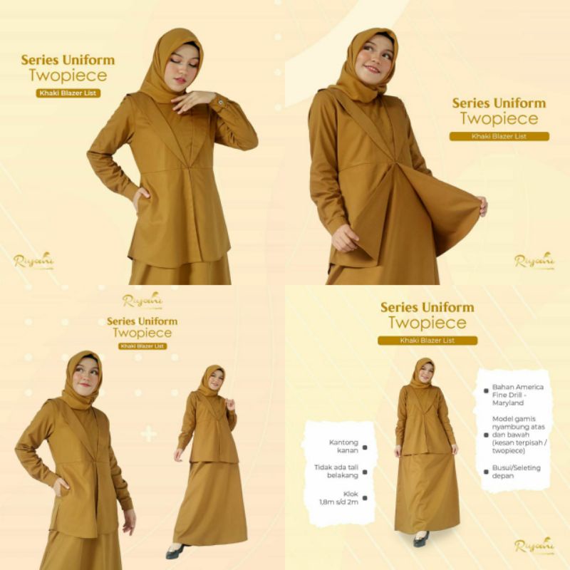 Gamis seragam kerja khaki maryland blazer gamis pns pdh guru