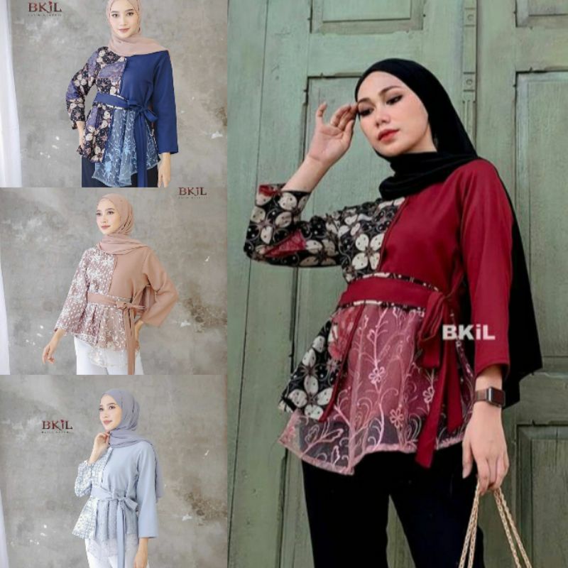 Jual Tille Blouse Baju Batik Wanita Modern Atasan Batik Kerja Wanita Blouse Batik Kantor Batik