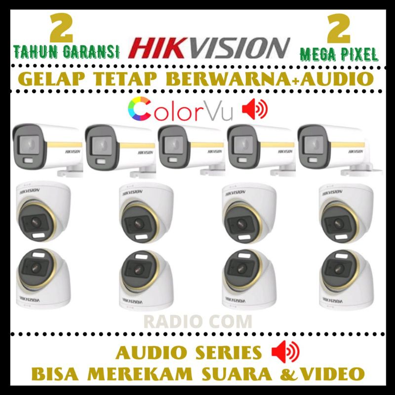 PAKET CCTV HIKVISION COLORVU16 CHANNEL 13 KAMERA SIANG MALAM BERWARNA+AUDIO SERIES