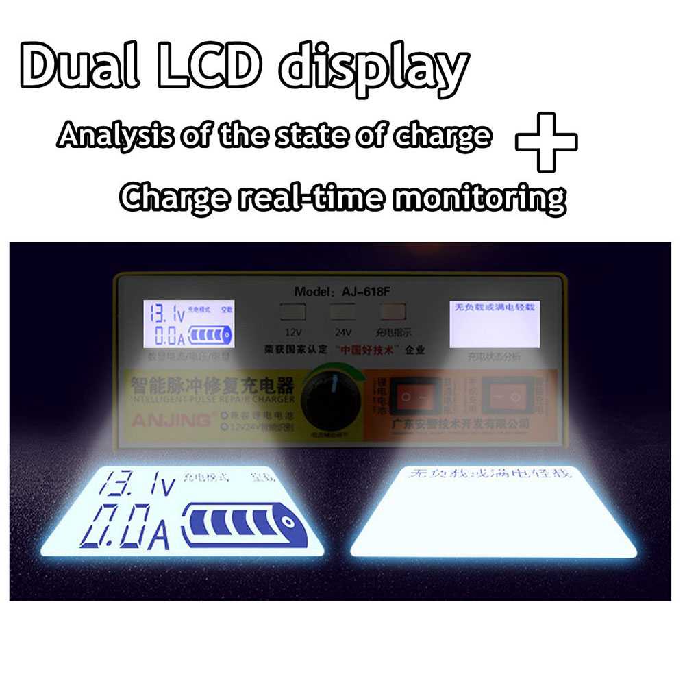 Liplasting Charger Aki Mobil Motor 260W 12V/24V 400AH + LCD - AJ-618F-Kuning