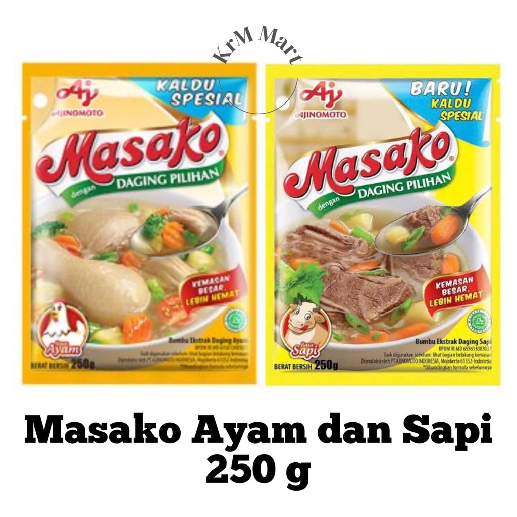 

Masako Ayam Sapi 250 gram penyedap kaldu masakan ajinomoto