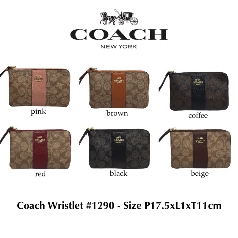 CLUTCH WANITA PESTA DOMPET WANITA 1290 COACH WRISLET WANITA CORNER ZIP WRISLET SIGNATURE KHAKI SADDL