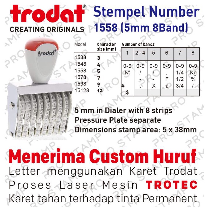 

Stempel Angka Manual 8 Digit 5mm Trodat 1558
