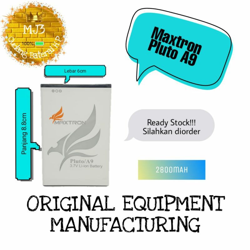 [ COD ] Baterai battery batre bat maxtron Pluto A9 S8 2020 S9 XT panjang 8.8 lebar 6