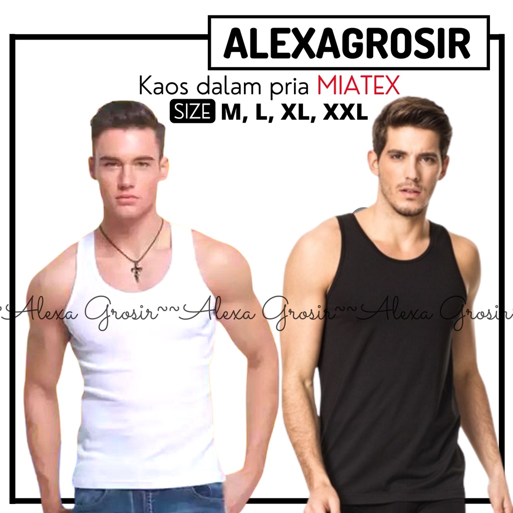 kaos dalam singlet hitam putih MIATEX / Kaos Singlet Tanktop Pria Dewasa Premium - alexagrosir