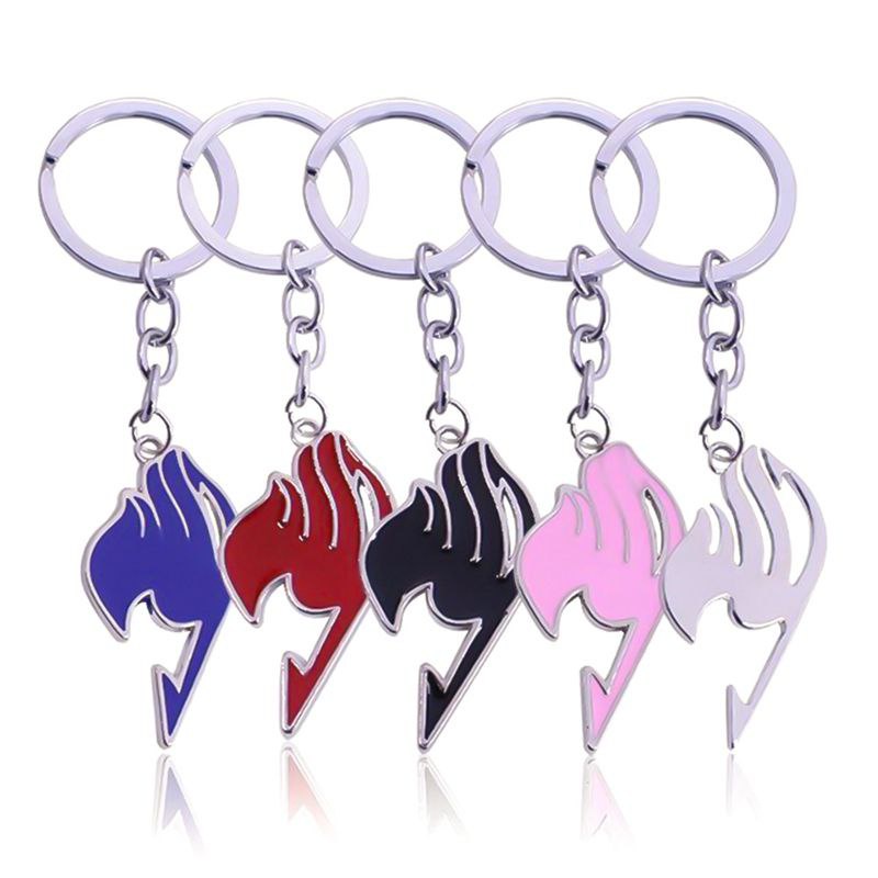 Gantungan Kunci Fairy Tail Pria/ Wanita Liontin Anime Fairy Tail Bahan Aloy Gantungan Silver, Merah, Biru, Hitam, Pink