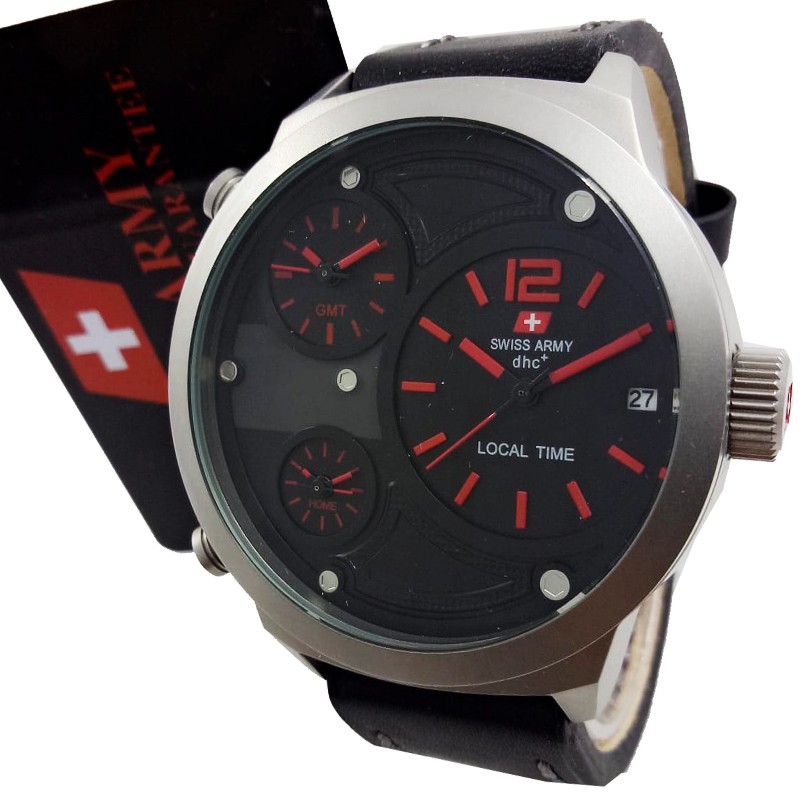 Jam Tangan Original Swiss Army SA2172SMH - Black Silver Merah