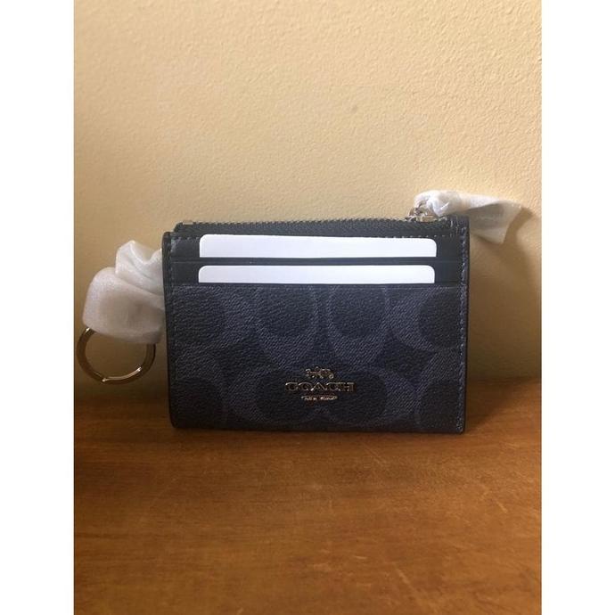 

Coach stnk key/card coin wallet signature denim black