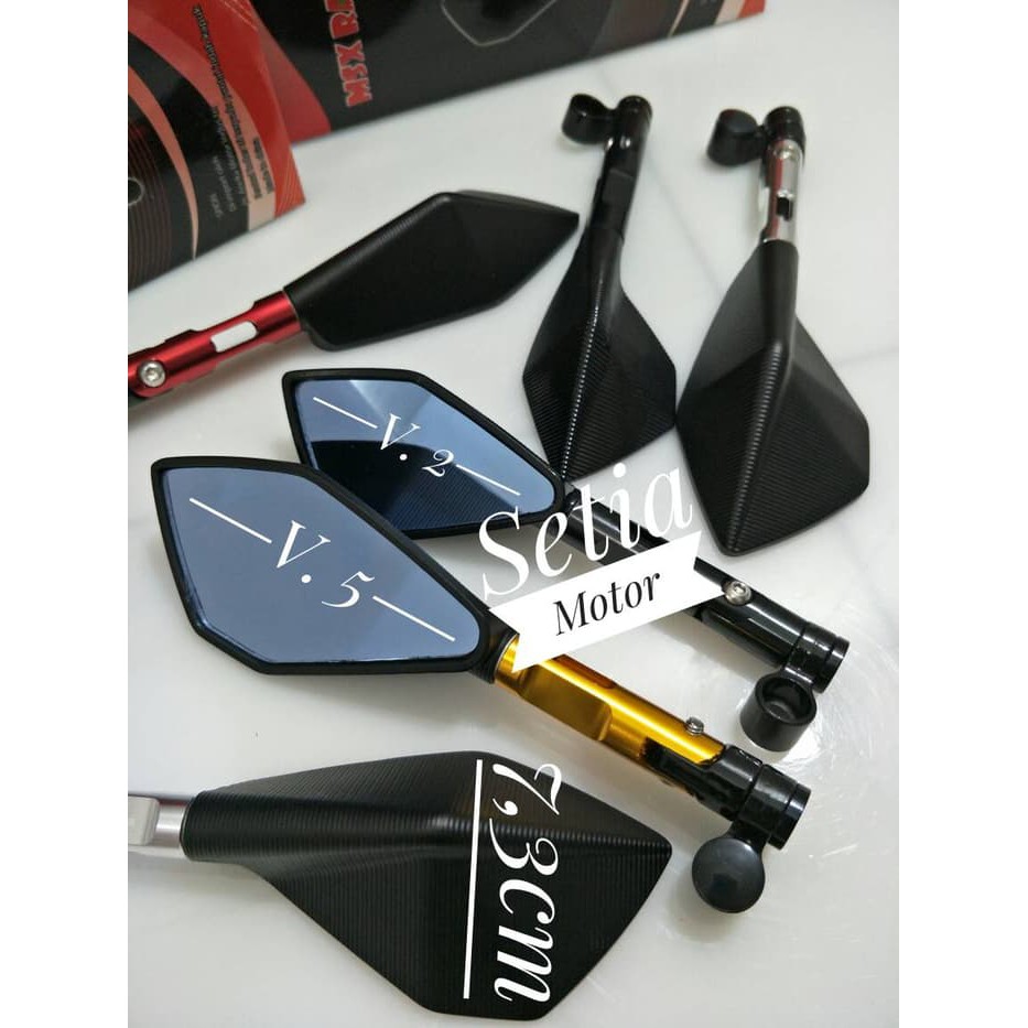 Kaca Spion Variasi V. 5 Tomok Semua Motor Aerox, Nmax, Ninja, Cbr, R15 - Putih