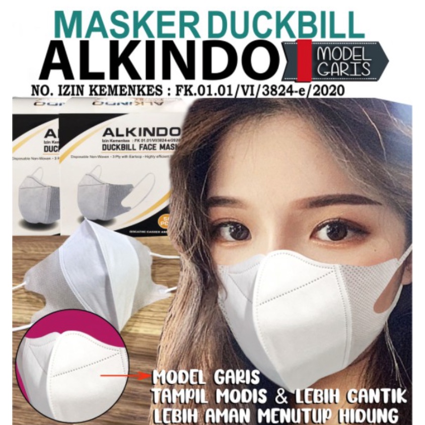 MASKER DUCKBILL ALKINDO ADULT FACE MASK 3PLY BFE 95%