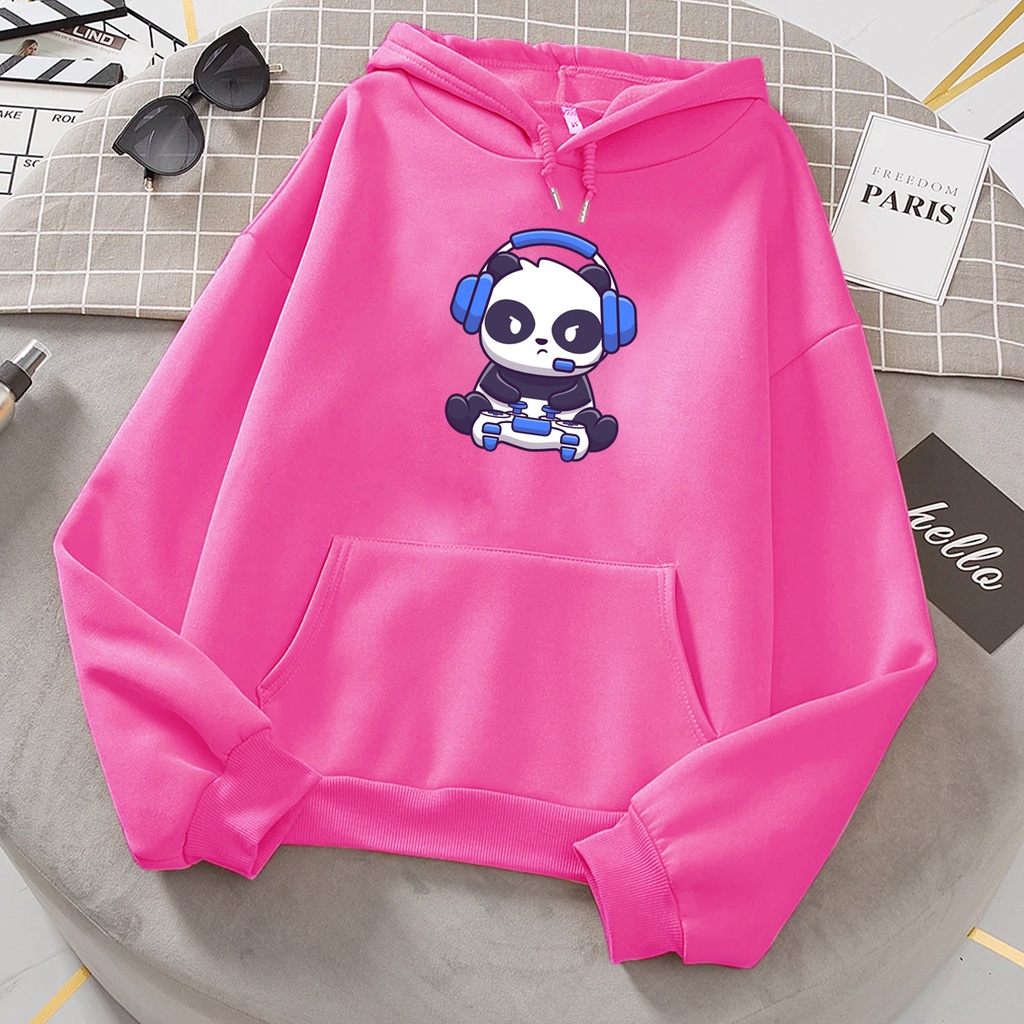 Sweater hoodie anak perempuan PANDA GAMERS baju anak cowok cewek lucu