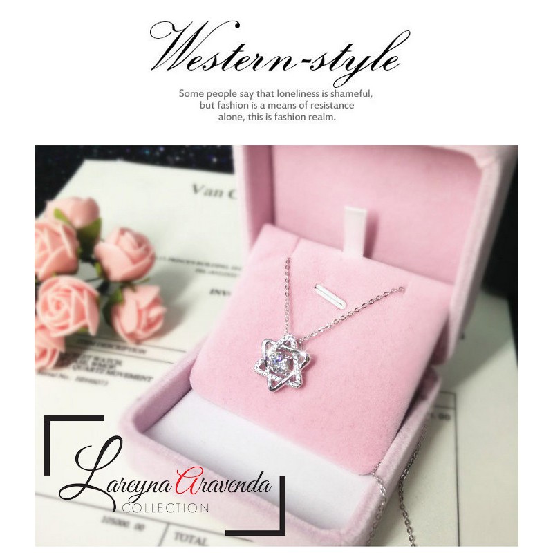 Kalung Liontin Wanita Model Double Triangle Kristal Crystal Swarovski KL074