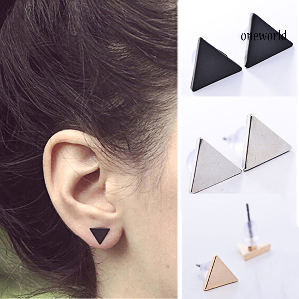 OW@ 1 Pair Ear Studs Triangle Fashion Jewelry Alloy Lady Punk Style Simple Triangle Earring for Dating