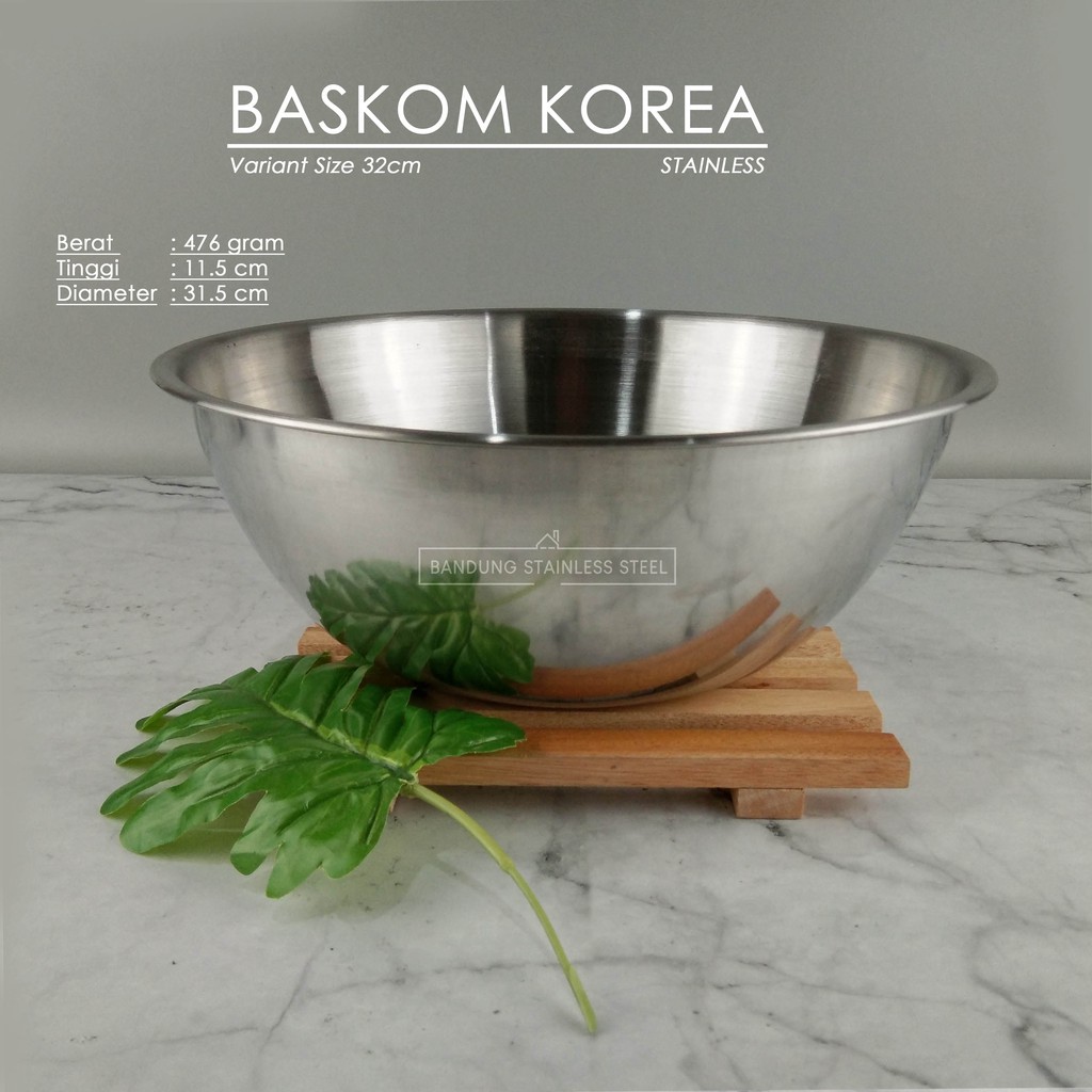 Baskom Korea stainless steel 32cm elegan tebal dov mixing bowl