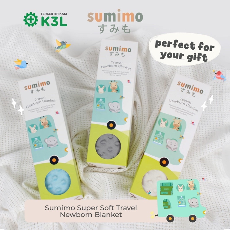 Sumimo Super Soft TRAVEL NEWBORN BLANKET POLOS Bayi Anak Lembut