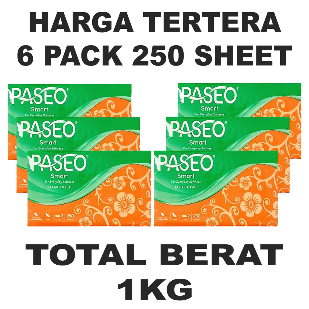 [PROMO] Tissue Smart Paseo 250 sheets ISI 6 PACK / tissue tisu paseo smart 250 sheet 2ply / Paseo Sm