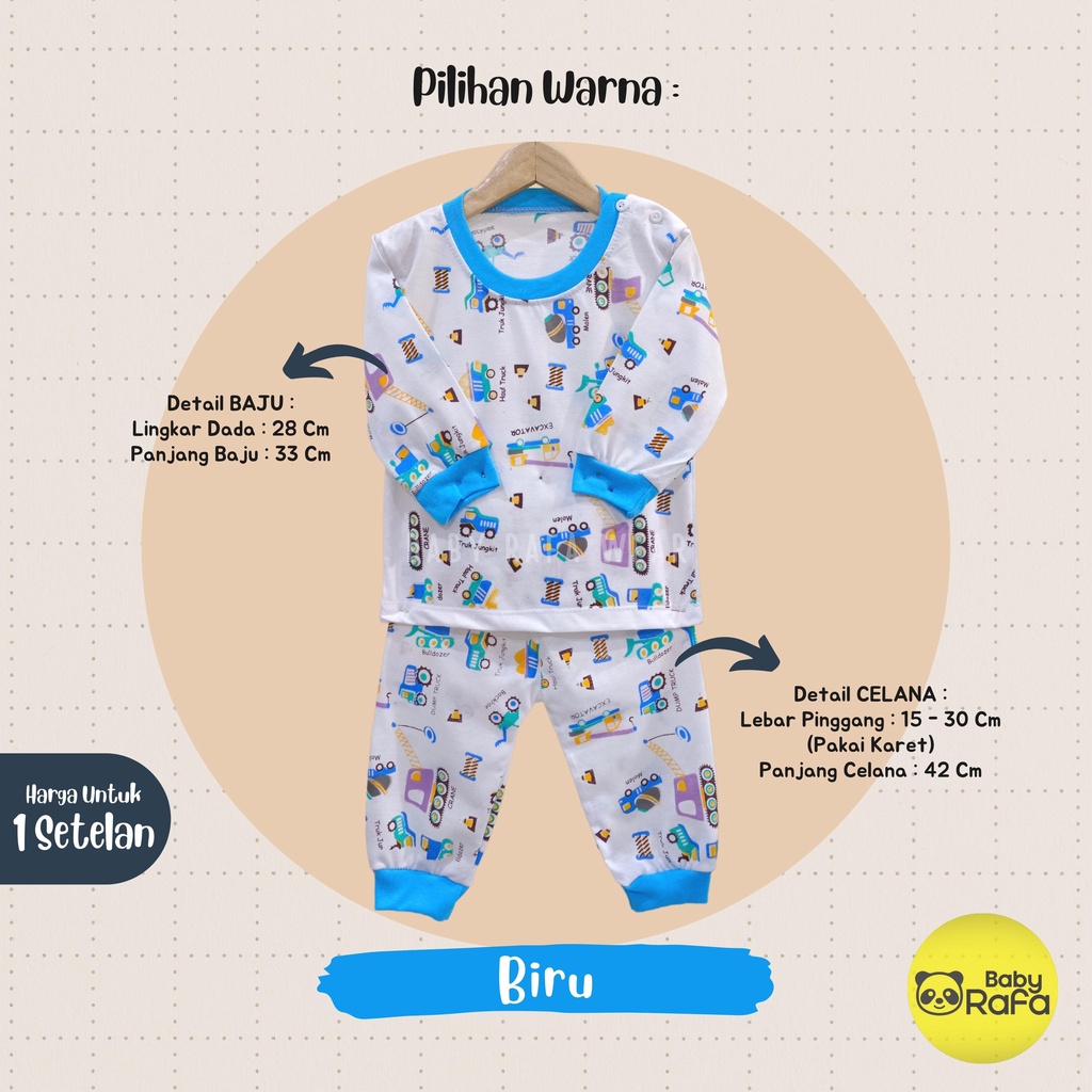 Setelan Piyama Baju Bayi Panjang 3 - 18 Bulan merk Bolo - Bolo SNI motif BIG EXCAVATOR BULLDOZER TRUCK