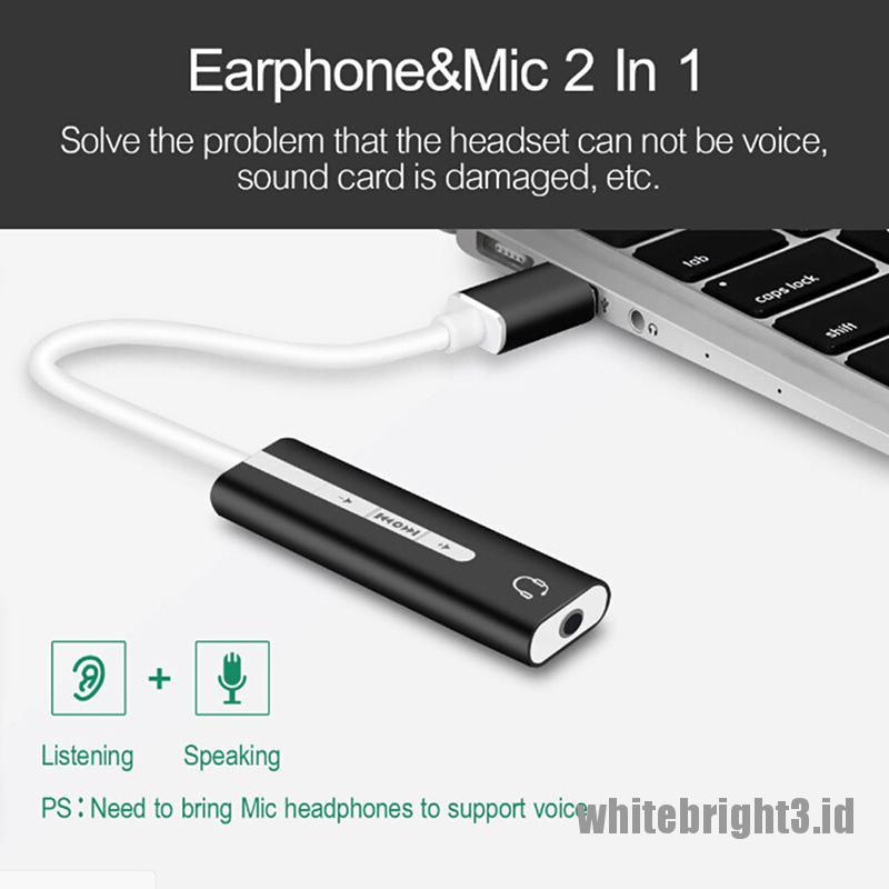 &lt; White3 &gt; 1Pc Kabel adapter audio Eksternal USB Ke jack 3.5mm stereo